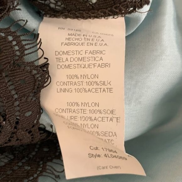 Karen Kane Lace Pencil Skirt Size 4 | Brown Blue Floral Overlay Fall Workwear - Picture 9 of 9